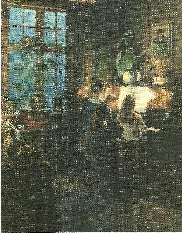 Viggo Johansen ved klaveret oil painting picture